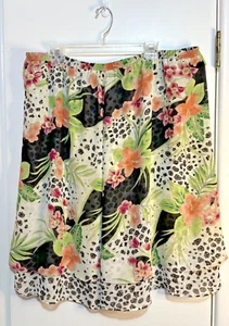 Sag Harbor Woman Plus size 22W Reversible Chiffon Skirt Floral / Animal Print - Picture 1 of 6