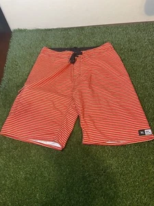 Rip Curl RipCurl Surf Grip Mens 33 Board Shorts Striped Orange Yellow - Picture 1 of 10