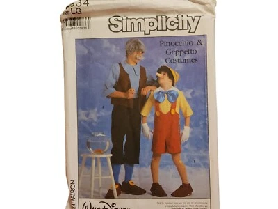 Simplicity 8334 Adult L Large Uncut Pinocchio Gepetto Costume Vintage 1987 - Image 1 of 4