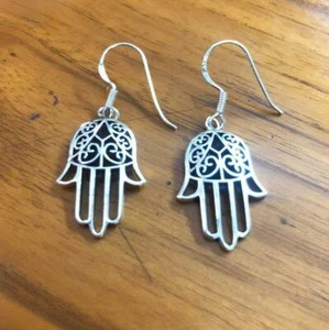 Collar Nazar Mano Mal de Ojo Hamsa Plata Esterlina 925 Protector Joyería Regalo - Imagen 1 de 6