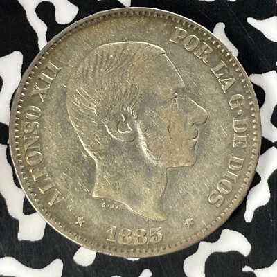 1885 Spanish Philippines 50 Centavos Lot#T4682 Silver! - Image 1 of 2