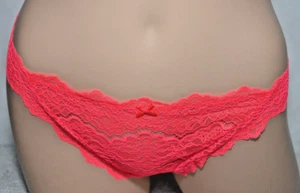 NWT Victoria's Secret Dream Angels Bright Pink Lace Thong Panty L Large - Picture 1 of 11
