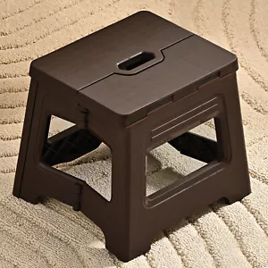 Retro Brown Small Stool Chair Plastic Portable Shower Folding Step Stool 1PCS - Picture 1 of 6