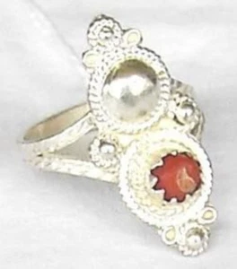 Berber silver and red coral Ring style 3 - Picture 1 of 1