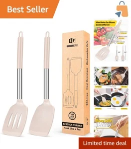 Pack of 2 High Heat Resistant Silicone Slotted Spatulas - BPA Free Cooking Tools - Picture 1 of 9