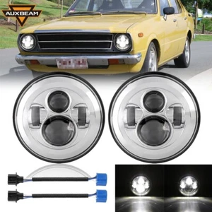 Pair 7" Chrome LED Headlights Hi/Lo Beam DOT Lamp for 1968-1977 Toyota Corolla - Foto 1 di 12