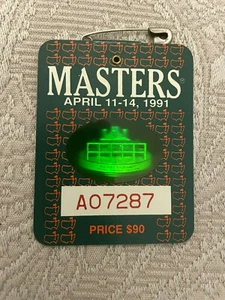 1991 MASTERS BADGE TICKET AUGUSTA NATIONAL GOLF PGA IAN WOOSNAM WINS RARE TIGER - Picture 1 of 3
