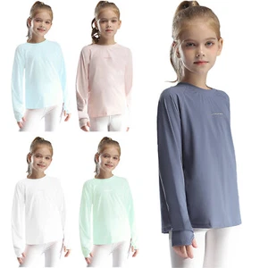 Kids T-shirt Round Neck Sports Top Youth Blouse Quick-Drying Casual Unisex Soft - Picture 1 of 60