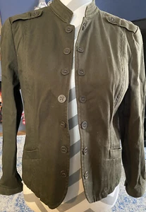 Christopher & Banks Womens Petite SMALL Military Green Cotton Jacket. - Picture 1 of 4