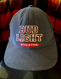 Vintage Bud Light Athletics Hat Cap Beer Blue With Leather Adjustable Strap - Picture 1 of 7