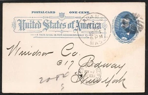 P10? UNITED STATES OF AMERICA 1c cent postal card posted in 1894 , Fancy Cancel - Picture 1 of 2