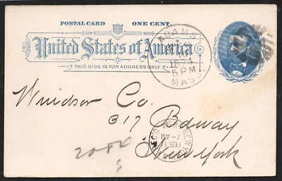 P10? UNITED STATES OF AMERICA 1c cent postal card  posted in 1894 , Fancy Cancel - Image 1 of 2