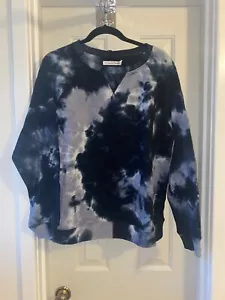 RM REBECCA MINKOFF Terry Crew Pullover BLACK TIE DYE sz LARGE - Picture 1 of 2