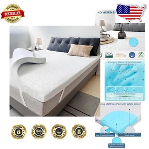 Cooling Full Size Memory Foam Mattress Topper for Back Pain Relief - CertiPUR - Picture 1 of 11