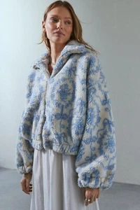 URBAN OUTFITTER'S KIMCHI BLUE donna coniglietto da neve stampato pile zip LRG - Foto 1 di 9