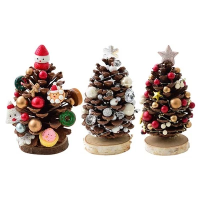 Rustic Mini Christmas Tree Ornament Handmade with Natural Pinecones for Home - Image 1 of 4