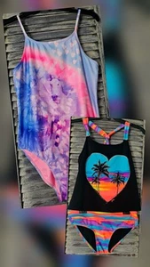 Lot of 2: JUSTICE Tankini Girl's 14 PLUS & One Piece Pastel Pegasus 14- 16 PLUS - Picture 1 of 12