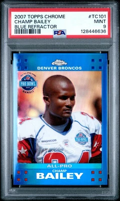 2007 Topps Chrome Champ Bailey #TC101 Blue Refractor PSA 9 - Image 1 of 2