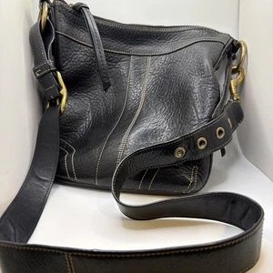 Vintage Coach Leather Shoulder & Purse Handbag 10398 Black Crossbody Pebbled - Picture 1 of 8