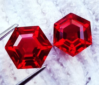 Certified Natural Ruby Hexagon Shape Pair 8 to 10 Ct Loose Gemstone RL04 - Image 1 of 4