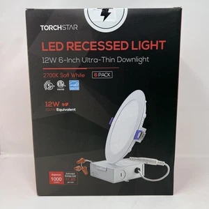 6PK 6” Dimmable LED Slim Lights 12W + Junction Box - ETL, Energy Star - Picture 1 of 5