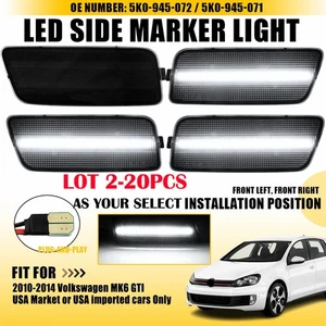 2-20X Smoked Front White LED Side Marker Light For 10-14 Volkswagen MK6 Golf GTI - Picture 1 of 23