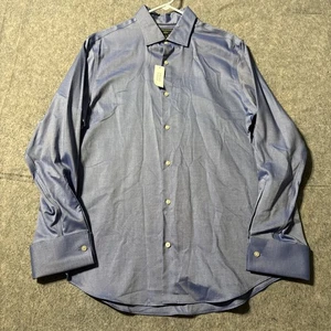 NWT Banana Republic Non-Iron Slim Fit Blue Shirt Men L Double-Button Barrel Cuff - Picture 1 of 8