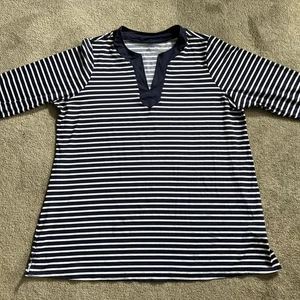 Lands’ End UPF 50 Blue & White Striped Tunic Top Women’s Size 2 X Long - Picture 1 of 8