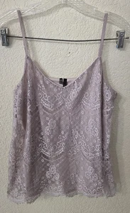 Y2K Maurice's V-Neck Spaghetti Strap Eyelash Lace Tank Top Juniors Size:S 16"PTP - Picture 1 of 7
