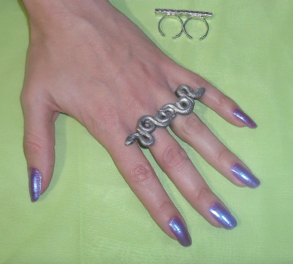 anello doppio dito SERPENTE ARTIGIANALE bagno ARGENTO ANTICO made in italy - Immagine 1 di 1