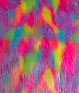 Faux Fur Shaggy 1" Long Pile Fabric 58"W Neon 5 Pastel Blend SBY Soft, Smooth - Picture 1 of 8