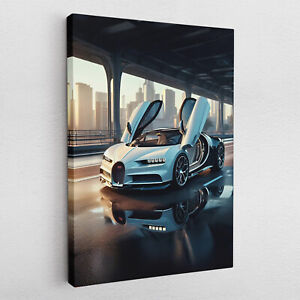 Leinwandbild Poster Acryl Glas Pop-Art Bugatti Hypercar Sportwagen Autosport
