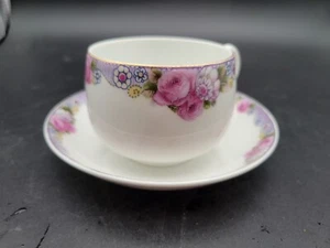 Czechoslovakia Victoria White Purple Pink Floral Tea Coffee Cup Saucer - Picture 1 of 6