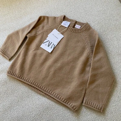 Новый Zara Baby 100% кашемир серо-коричневый верблюд желтовато-коричневый пуловер свитер Топ 9-12 М - Изображение 1 из 4