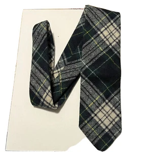 Pendleton mens tie necktie 100% Virgin Wool Blue Green White Plaid - Picture 1 of 4