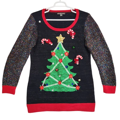 United States Sweaters Holiday Womens 2XL Christmas Tree Bells Long Sweater - Image 1 of 4