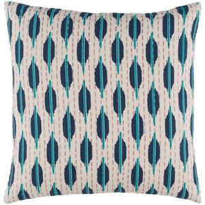 Kantha by Surya Down Fill Pillow, Teal/Navy/Bright Red, 20' x 20' - KTH004-2020D