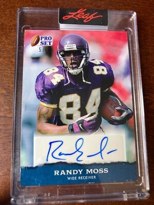 Randy Moss Auto 5/5 2022 Leaf Pro Set Autograph Purple Color Match - Image 1 of 2