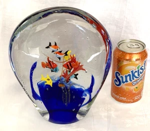 Scultura acquario bolla pesce vetro artistico stile Murano vintage 10,5 libbre 8,5 x 7,25 - Foto 1 di 9