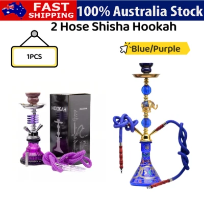 Premium 2 Hose Shisha Hookah Complete Set Handmade Traditional Collectible Gift - image 1 of 4