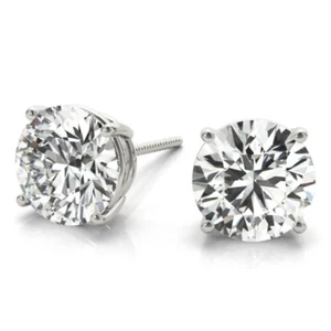 Aretes IGI F/VS 1,50 quilates redondos de diamantes cultivados en laboratorio de oro blanco sólido real de 14 K - Imagen 1 de 13