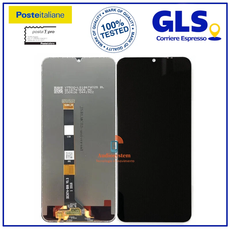 DISPLAY LCD+TOUCH SCREEN per REALME NOTE 50 RMX3834 SCHERMO VETRO RICAMBIO NERO