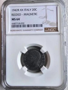 Italy 20 Centesimi 1942R Magnetic NGC MS 64 - Picture 1 of 2