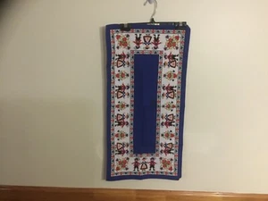 Vintage German Linen Cotton Kitchen Tea Towel With Folk Art Floral Dance Country - Picture 1 of 3