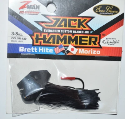 evergreen zman z-man jack hammer 3/8oz custom bladed jig black jack - Image 1 of 2