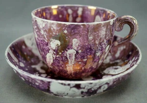19th Century Pink Sunderland Splash Luster Tea Cup & Saucer Circa 1820s - Picture 1 of 11