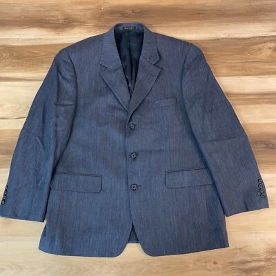 Blazer Club Room Para Hombres 42S Azul Espiga Rayón Lana Lino Chaqueta de 3 Botones Foto 1 de 4