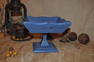 Primitive Wooden Fruit Wood Bowl Distressed Old Blues Country Farmhouse Decor - Picture 1 of 5