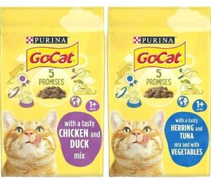 GO CAT COMPLETE DRY FOOD purina feline biscuits feeds bp chicken duck tuna fish 