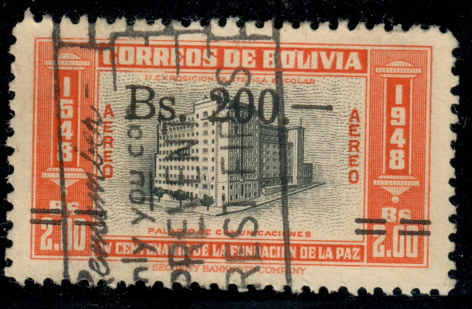 Bolivia - 1957 - Founding La Paz (1951 Issue) Surcharged - 200 2.00Bs B - #2141 - Image 1 of 1